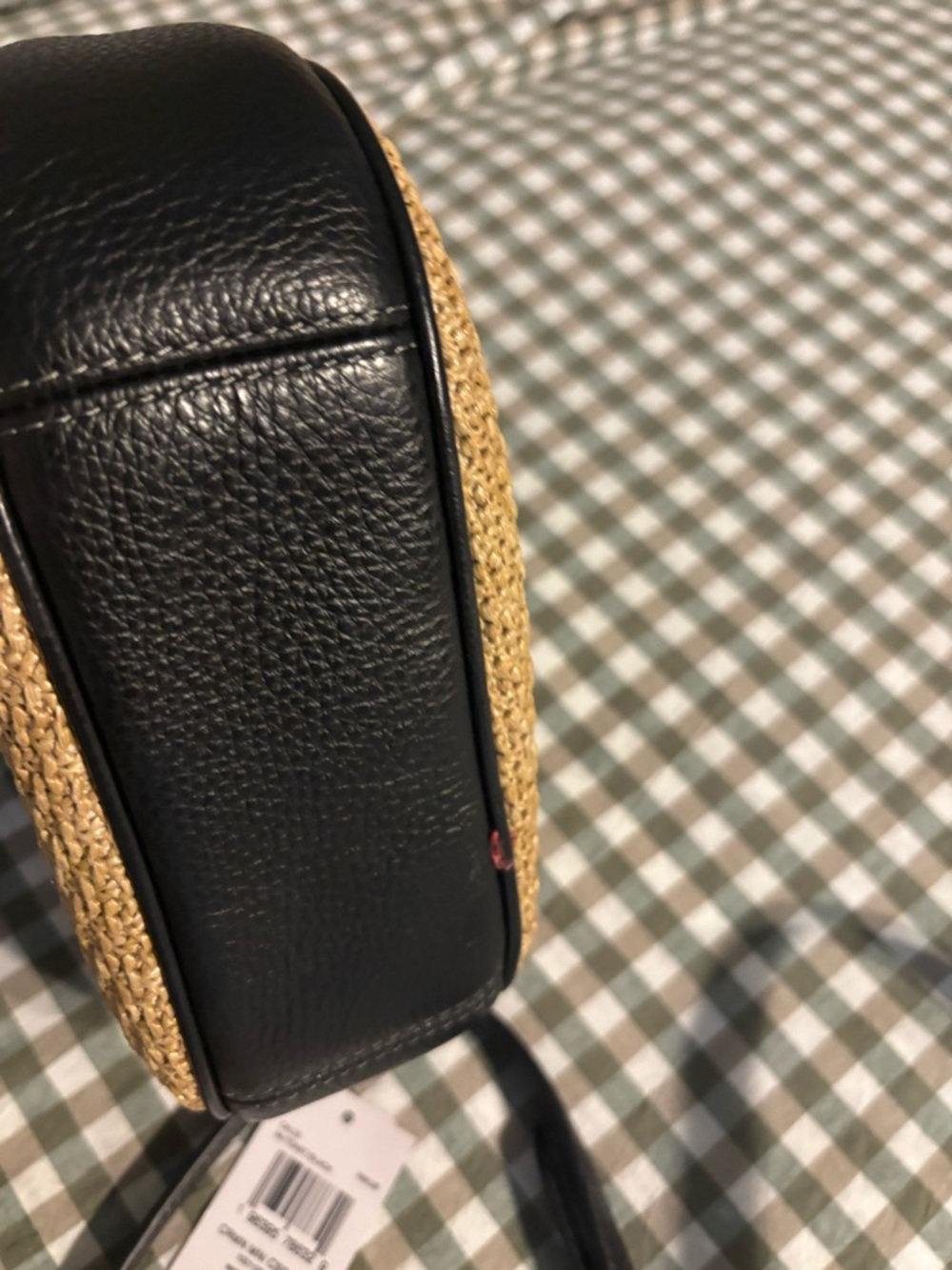 Coach Straw and Black Leather Crossbody Bag with Gold Chain - Picture 3 of 9